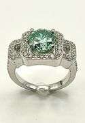14 K White Gold Plate Dazzling 4.3 Ct Paraiba Green  Fire Moissanite Ring