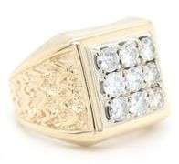 14kt Yellow gold 1.25ctw 9 stone diamond square gent's ring