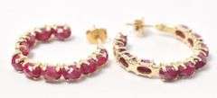 Pink Gemstone Hoop Earrings in Vermeil Sterling Silver