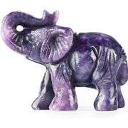 Hand Carved Purple Crystal Elephant Gemstone