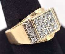 Handsome 10K Yellow Gold Diamond Cluster Men's Ring