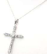 Vintage 925 sterling silver cubic zirconia cross pendant on chain