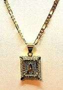 18 Kt Gold Plated Initial Letter "A" Diamond Cut Monogram Pendant Necklace w/Figaro Chain.