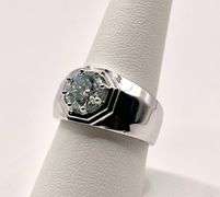 Men's Sparkling 2.52 Ct Ice Blue Fire Moissanite Ring