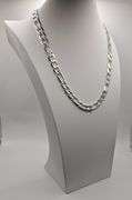 Sparkling 83.6 Gram Tri-Layered .925 Silver Plated Italian Figaro Link Necklace