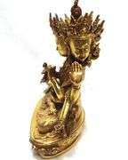 NEPALESE 3 Headed Green Tara Gold Statue