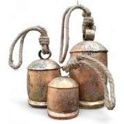 Set of 3 Rustic Brass Metal Bells