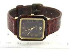 Citizen rectangular burgundy dial and leather strap quartz watch