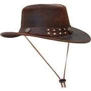 Brown Leather Western Cowboy Hat