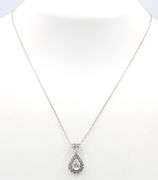 Vintage 925 sterling silver pear shaped Cubic Zirconoa halo pendant on chain