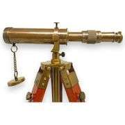 Brass Spyglass Telescope with Wooden Tripod