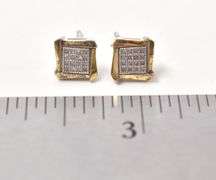 Diamond Cluster Stud Earrings in Sterling Silver with Vermeil Accents