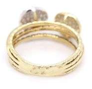 Contemporary 14K YG Double Diamond Cluster Ring