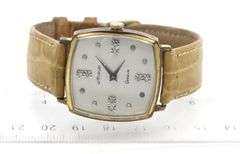 Wittinauer square diamond quartz on leather strap watch