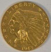 Super lovely 1913 US $2.50 Indian Gold Piece. Fresh