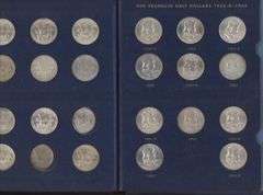 Complete Choice to Gem BU 35-pc set of Franklin Half Dollars in album and 2 PCGS slabs