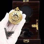 Skeleton Pocket Watch with Dragon & Phoenix Design