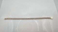 18 Kt Yellow Gold Plated, 2 Row Simulated Diamond Tennis Bracelet