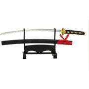 Samurai with Red Armor and Katana in Display Case