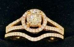 14K Rose Gold Round Brilliant Cut Diamond Ring Set