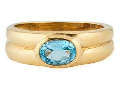 Criso Oval Blue Topaz Bezel Set Solitaire Ring in 14K