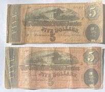 2 Red Feb 17 1864 $5 Confederate States Note