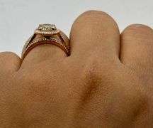 14K Rose Gold Round Brilliant Cut Diamond Ring Set