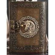 Handmade Unicorn Leather Journal with Lock