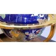 21-Inch Blue Lapis Gemstone World Globe with Gold Tripod