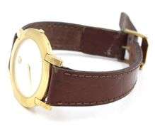 Movado Museum gold plated quartz white dial watch