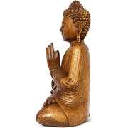 Hand-Carved Wooden Serene Buddha