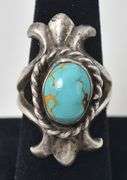Native American Turquoise Gemstone Ring in Sterling Silver