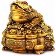 Large Brass Feng Shui Money Frog for Wealth & Prosperity