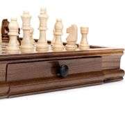 Magnetic Walnut Board Chess Set with Storage