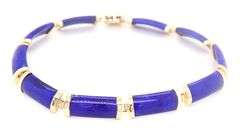 14kt Yellow gold Lapis station bracelet