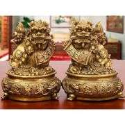 Large Brass Guardian Lions Feng Shui