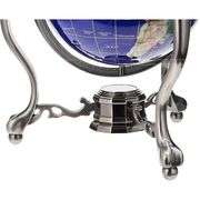 Blue Lapis Gemstone Globe Silver Tripod Stand