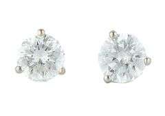 1.47ctw Round Diamond Solitaire Stud Earrings in 14K