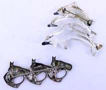 2 Sterling Silver Triple Horse and Dolphin Pins