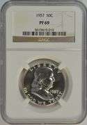 'Perfect' 1957 Superb Gem Proof 1957 Franklin Half. NGC PF69