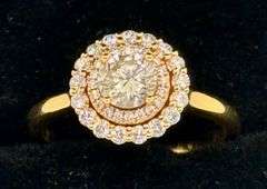 18K Rose Gold Round Brilliant Cut Diamond Ring