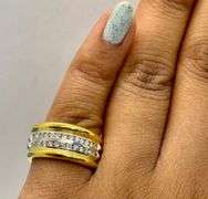 18K Yellow Gold & Platinum Princess Cut Diamond Wedding Band
