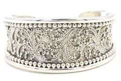 Lois Hill silver wide cuff bangle in 925 sterling silver