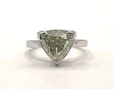 Rare 3.75 Ct VVs1 Trillion Cut Lab Simulated Diamond Ring
