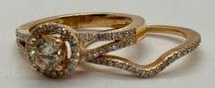 14K Rose Gold Round Brilliant Cut Diamond Ring Set