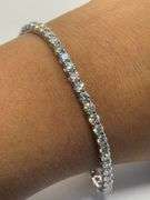 14K White Gold Round Brilliant Cut TenniS Lab Diamond Bracelet