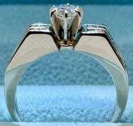 14K White Gold Round Brilliant Cut Diamond Engagement Ring