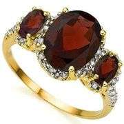 SPARKLING 3.91 CARAT TW (25 PCS) GARNET & GARNET 10K SOLID YELLOW GOLD RING