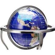Blue Lapis Gemstone Globe Silver Tripod Stand