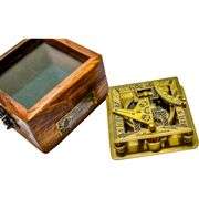 Sailor's Brass Sundial Compass with Box